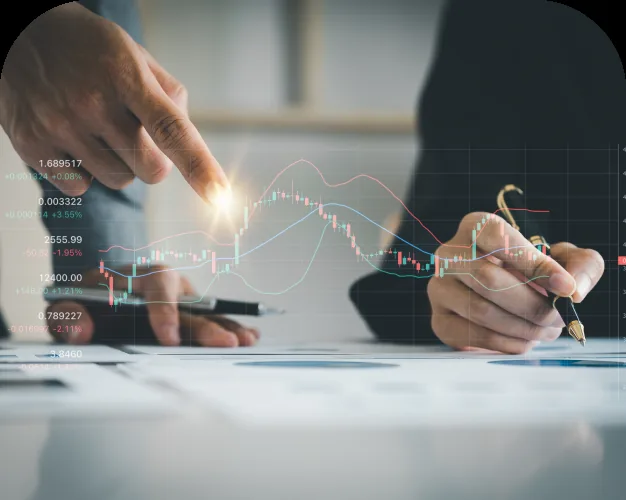 Examining market data on screen